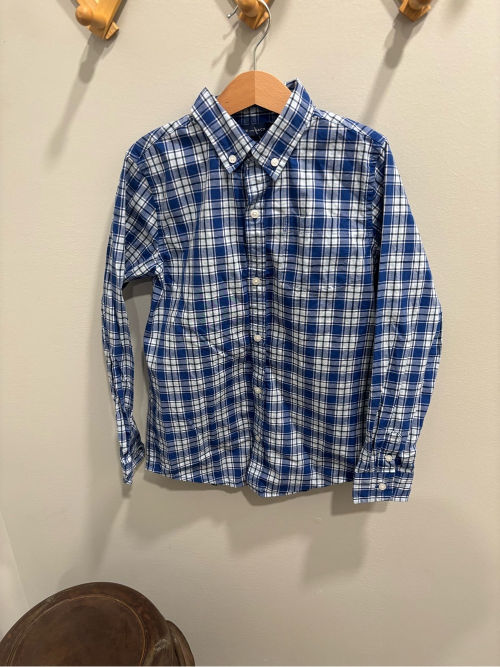 Janie and Jack Blue and White Plaid Button-Down Shirt